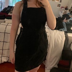 black jean overall dress